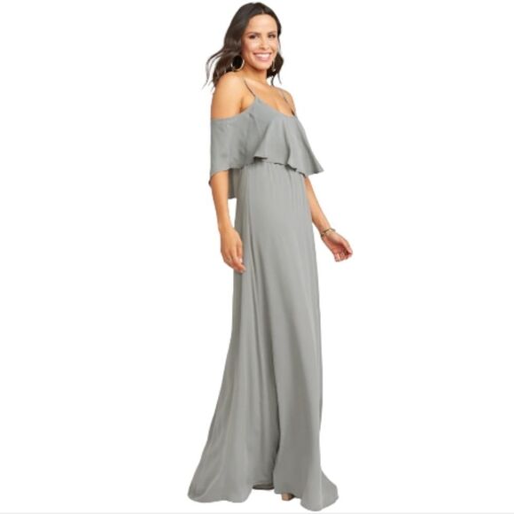 Show Me Your Mumu Caitlin Formal Maxi Soft Charcoal Bridesmaid Dress Size Small - Picture 3 of 6